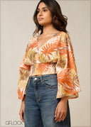 Printed Volume Sleeve Top - 300326