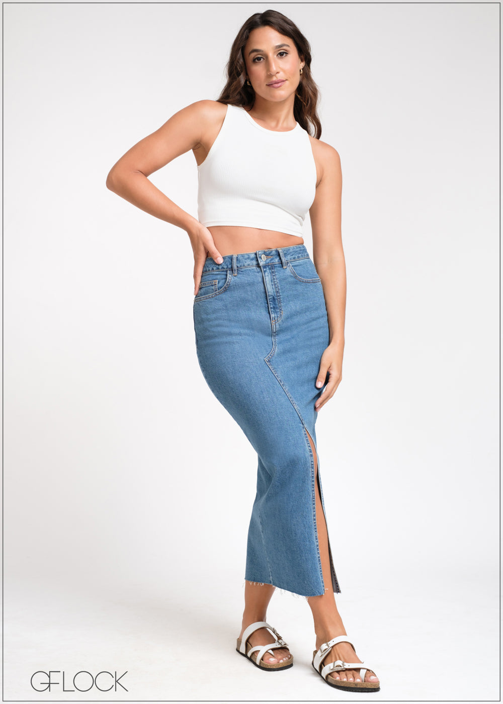 High Waist Denim Skirt - 02 - 121024