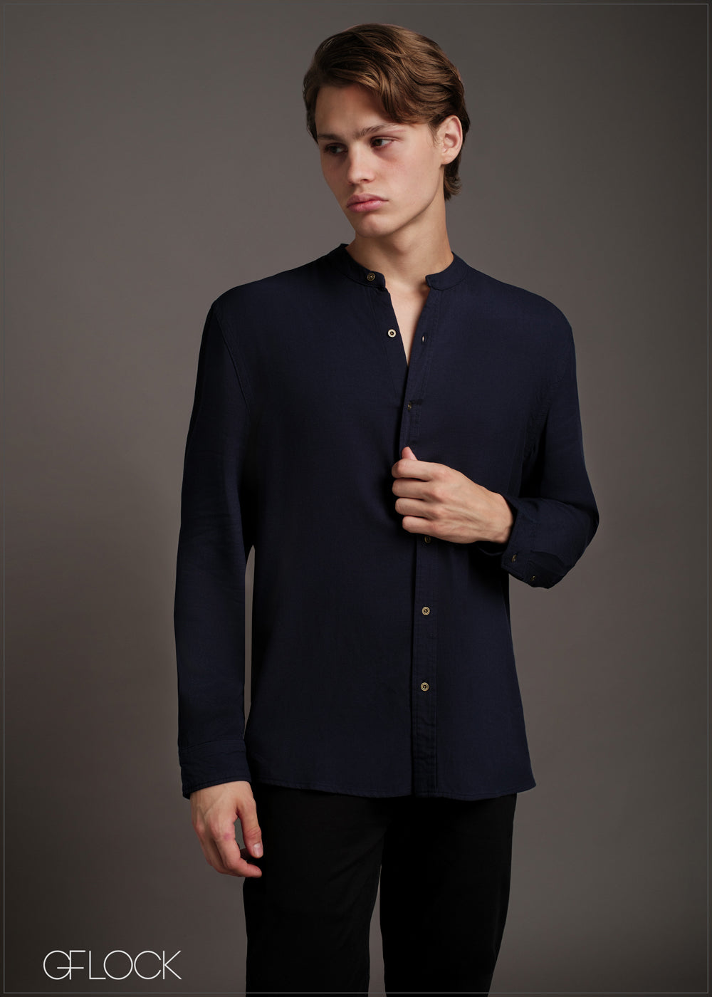 Chinese collar long sleeve shirt