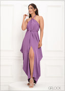 Halter Cut Draped Maxi Dress - 290923