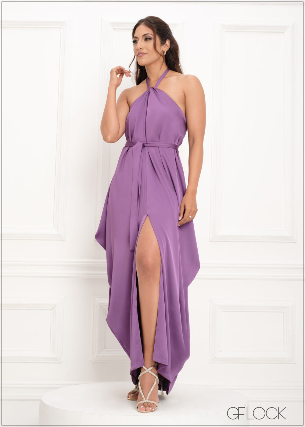 Halter Cut Draped Maxi Dress - 290923