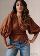 Puff Sleeve Smocked Top - 121026