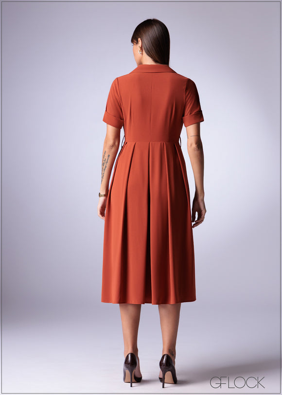 Short Sleeve Midi Dress - 241225