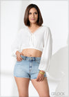 Lace Detail Oversized Crop Top - 220124