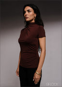 Short Sleeve High Neck Top - 220526