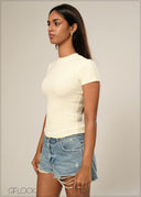 Short Sleeve Rib Top - 161026