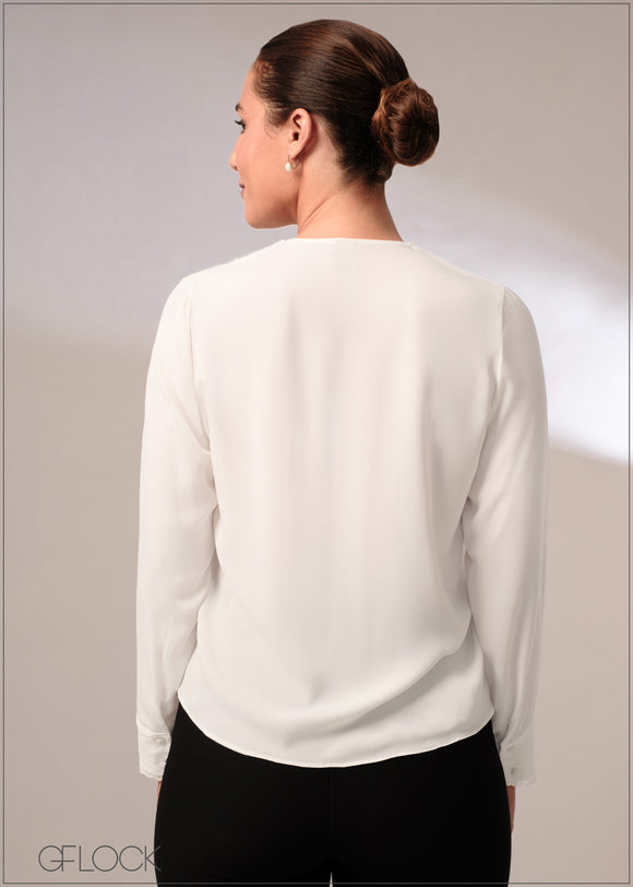Long Sleeve Top With Lace Trim - 120124