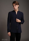 Chinese Collar Long Sleeve Shirt - 231223