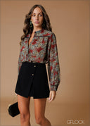 Button Detailed Skort - 140826