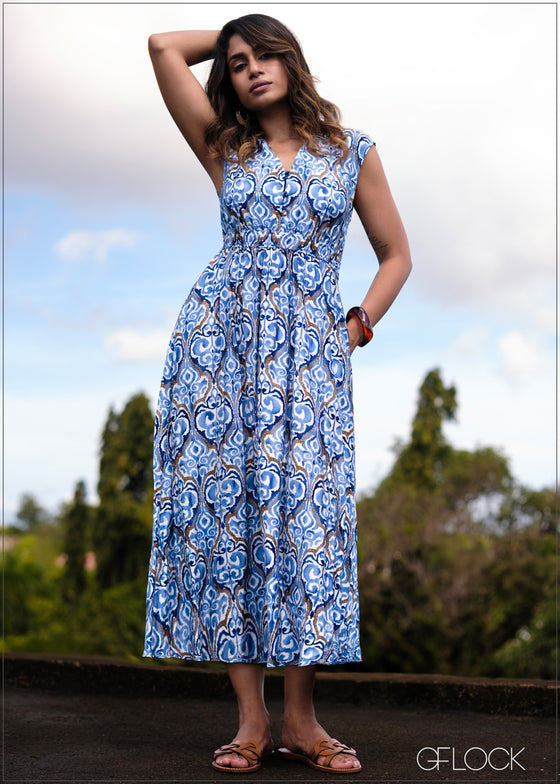 Smocked Waist Midi Dress - 171025