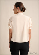 Short Sleeve Top With Peter Pan Collar - 110324