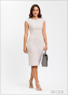 Envelope Neck Pencil Midi Dress - 291124