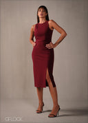 Cut-Out Detailed Bodycon Midi Dress - 160326