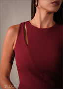 Cut-Out Detailed Bodycon Midi Dress - 160326