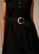 Midi Dress With Belt - 270326