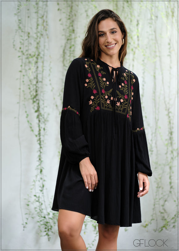 Embroidery Mini Dress - 011124