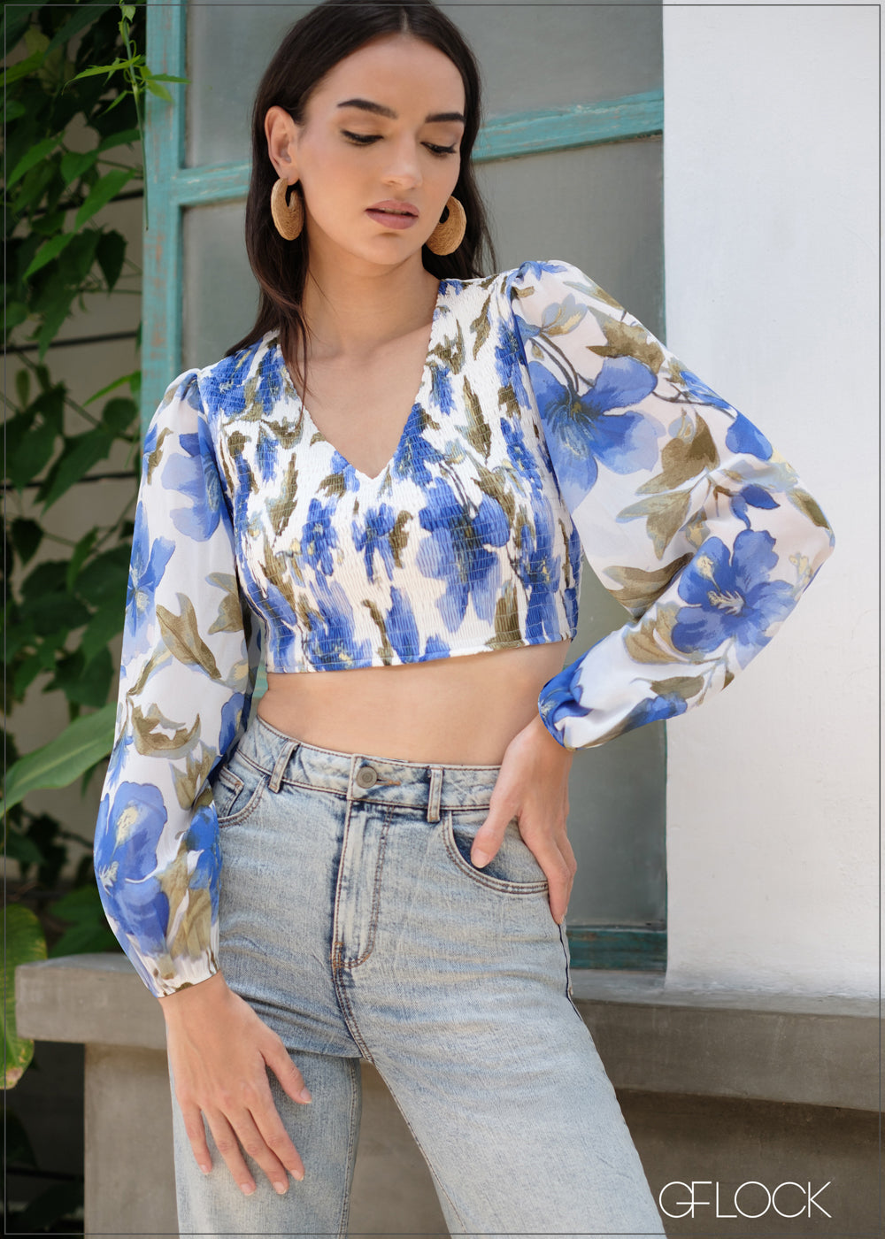 Long Sleeve Smocked Top - 040425