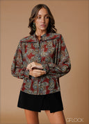 Lace Detail Button-Down Shirt - 140826