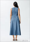 Sleeveless Denim Maxi Dress - 151025
