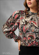 Printed High Neck Top - 270625