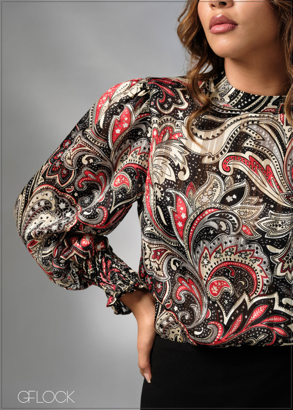 Printed High Neck Top - 270625