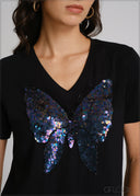 Sequin Embellished T-Shirt - 250425
