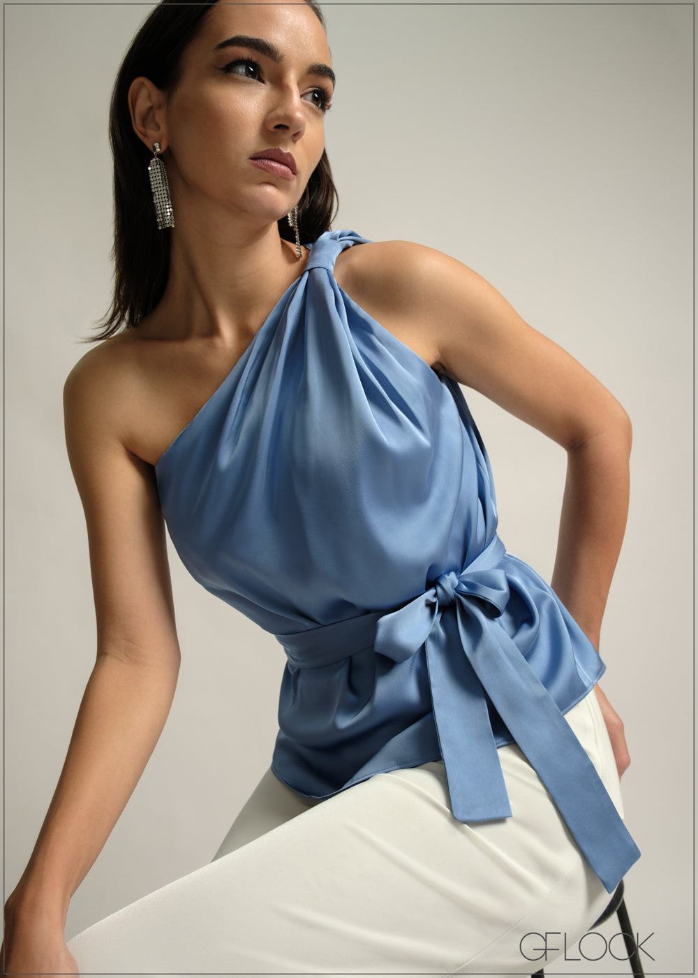 One Shoulder Tie Front Top - 220825