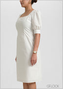 Square Neck Printed Midi Dress - 051026