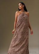 Trim Detailed Printed Maxi Dress - 121225