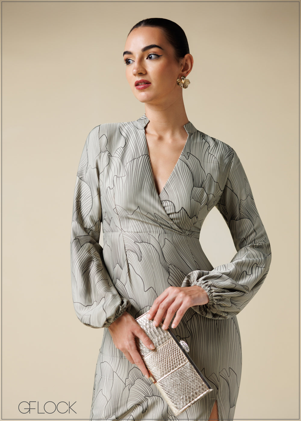 Knot Detail Printed Maxi Dress - 250725