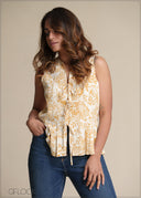 Printed Tie Front Top - 180825