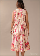 Printed Pintuck Dress - 290726