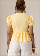 Front Bow Detailed Cotton Top - 110926