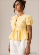 Front Bow Detailed Cotton Top - 110926