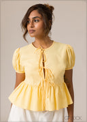 Front Bow Detailed Cotton Top - 110926