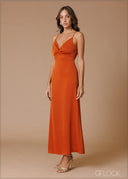 V-Neck Pleat Detail Maxi Dress - 140826
