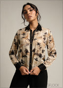 Contrast Collar Printed Shirt - 231026