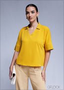 Short Sleeve Collared Top - 100425