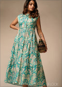 Button Down Printed Dress - 100426