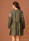 Embroidered Linen Dress - 040823