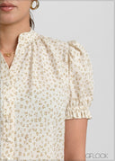 Chinese Collared Printed Top - 051026