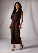 V-Neck Sleeveless Maxi Dress - 151026