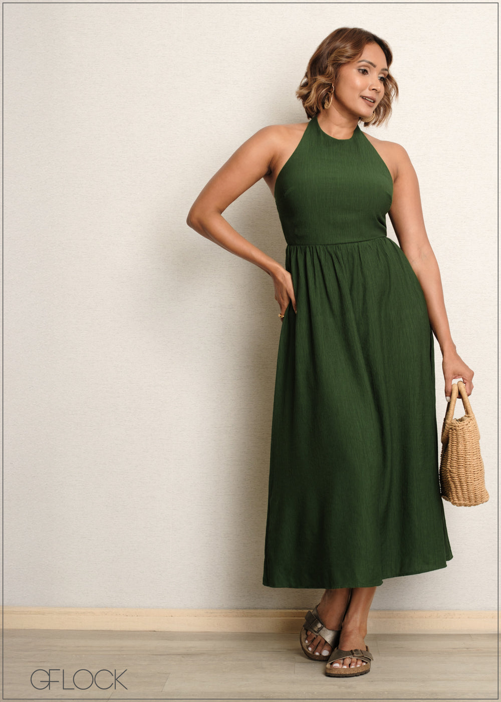 Halter Neck Midi Dress - 090525