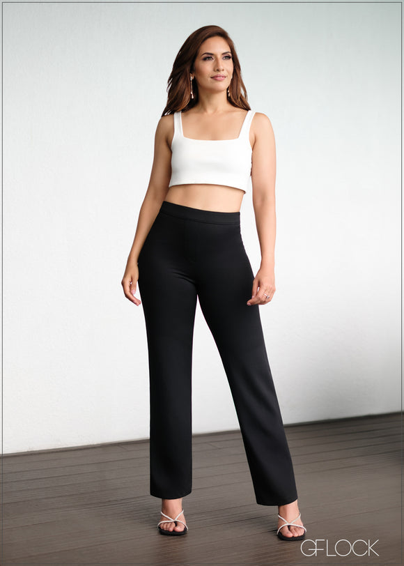 High Waisted Crease Line Detailed Pant - Short Length - 210624