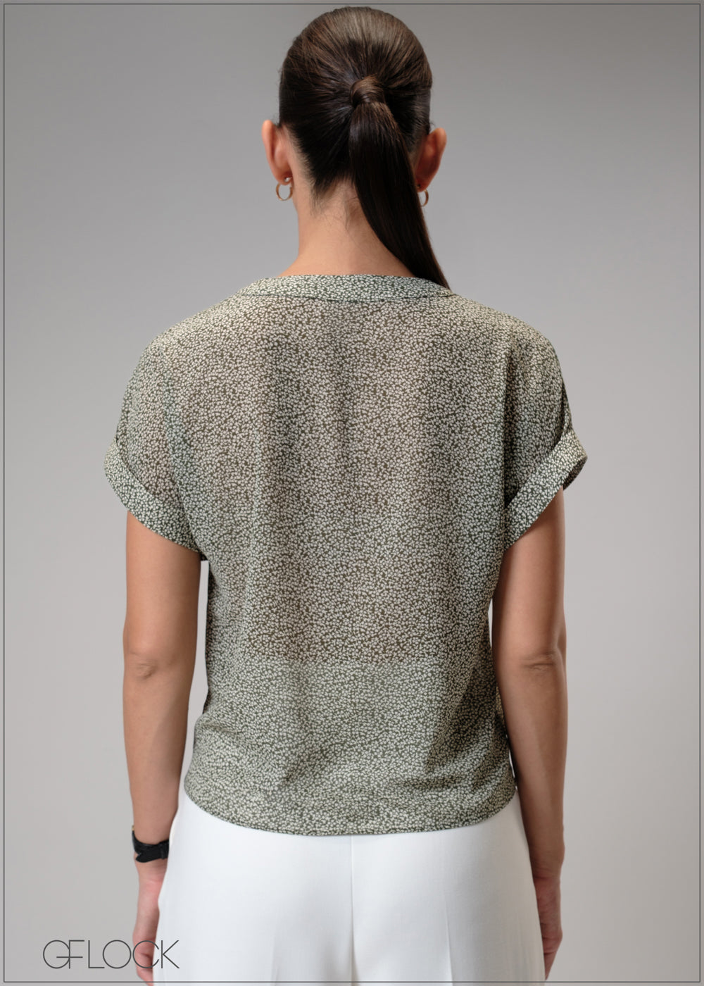 Printed V-Neck Top - 210725