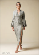 Knot Detail Printed Maxi Dress - 250725