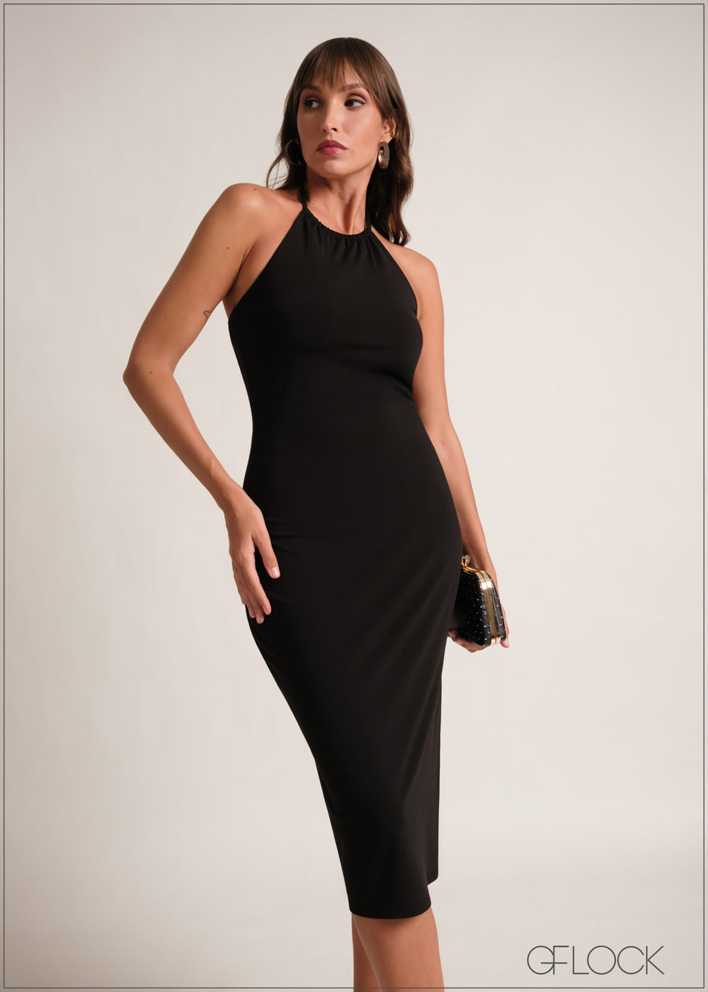 Slit Detailed Bodycon Midi Dress - 190126