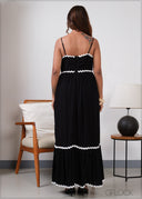 Contrast Piping Detailed Dress - 280826