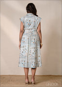 Button-Down Printed Dress - 220826