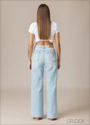 Light Wash Wide Leg Jean - Short Length - 210326D